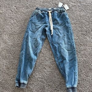 Blue denim joggers